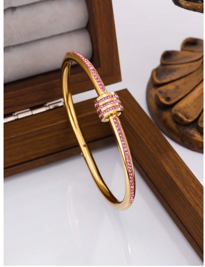 4-Piece 18kt Gold -Pink Sapphire Bracelet Set
