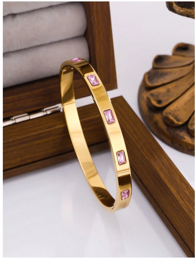4-Piece 18kt Gold -Pink Sapphire Bracelet Set