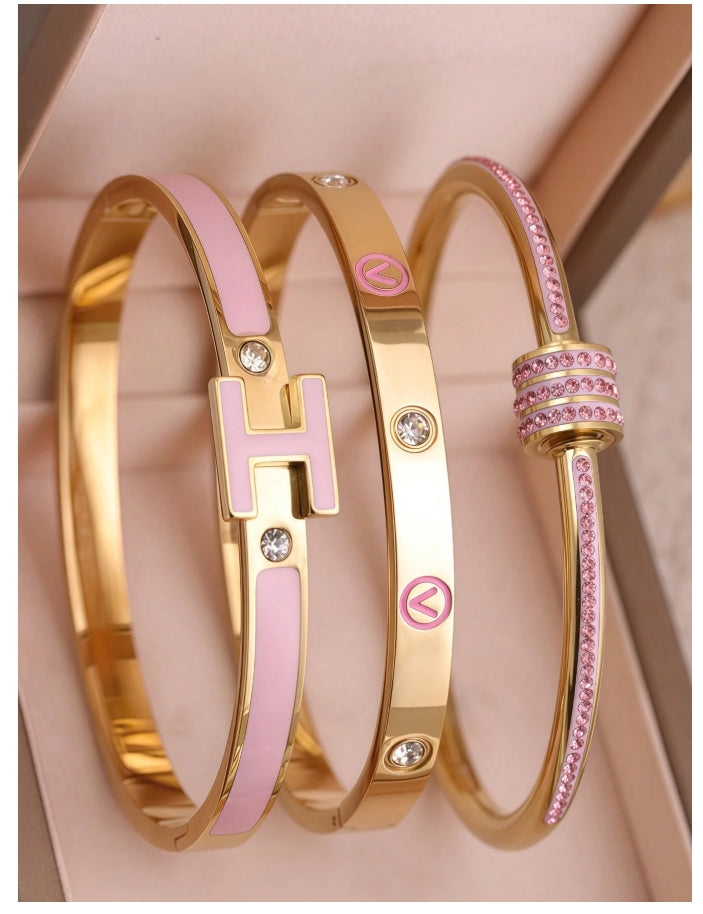 Himalaya Pink & Gold Bracelet Set