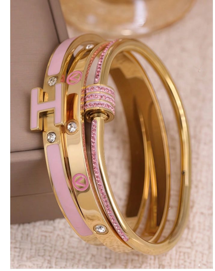 Himalaya Pink & Gold Bracelet Set